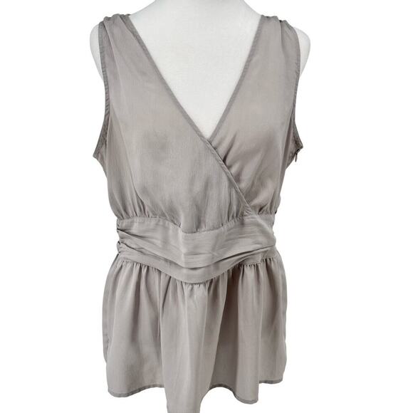 Banana Republic Dressy Deep V-Neck Sleeveless Blouse Side Zip Sz 14 Classy Top - Picture 1 of 11